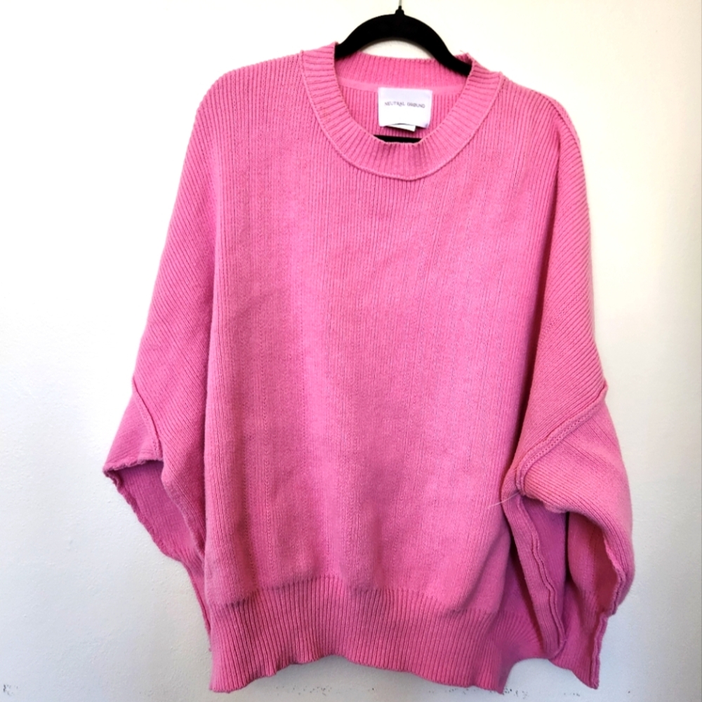 Neutral Ground Bubblegum Pink Cotton Sweater Large